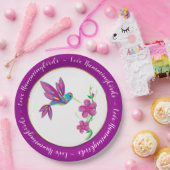 Abstracte en kleurrijke Hummingbird en Flowers Papieren Bordje (Feest)