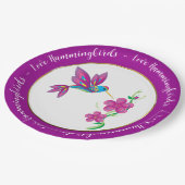 Abstracte en kleurrijke Hummingbird en Flowers Papieren Bordje (Gekanteld)