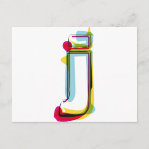 Abstracte en kleurrijke letter j briefkaart