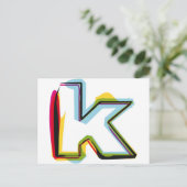Abstracte en kleurrijke letter k briefkaart (Staand voorkant)