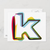 Abstracte en kleurrijke letter k briefkaart (Voorkant / Achterkant)