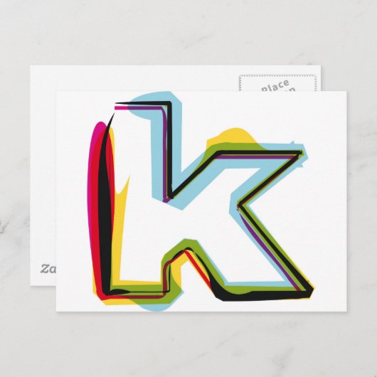 Abstracte en kleurrijke letter k briefkaart (Voorkant / Achterkant)