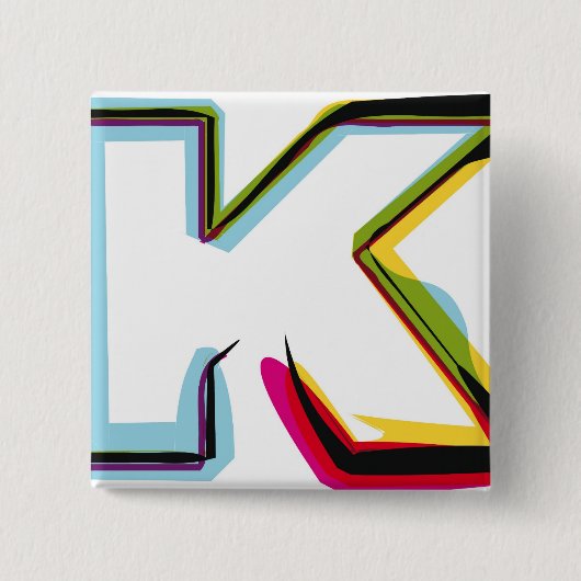 Abstracte en kleurrijke letter K Vierkante Button 5,1 Cm (Voorkant)