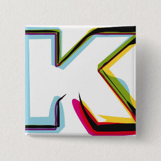 Abstracte en kleurrijke letter K Vierkante Button 5,1 Cm