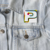 Abstracte en kleurrijke letter P Vierkante Button 5,1 Cm (In situ)