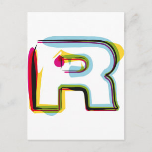 Abstracte en kleurrijke letter R Briefkaart