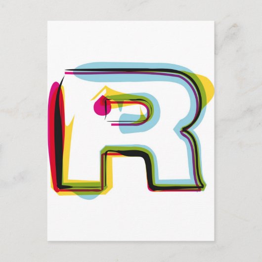 Abstracte en kleurrijke letter R Briefkaart (Voorkant)