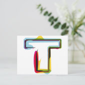 Abstracte en kleurrijke letter T Briefkaart (Staand voorkant)