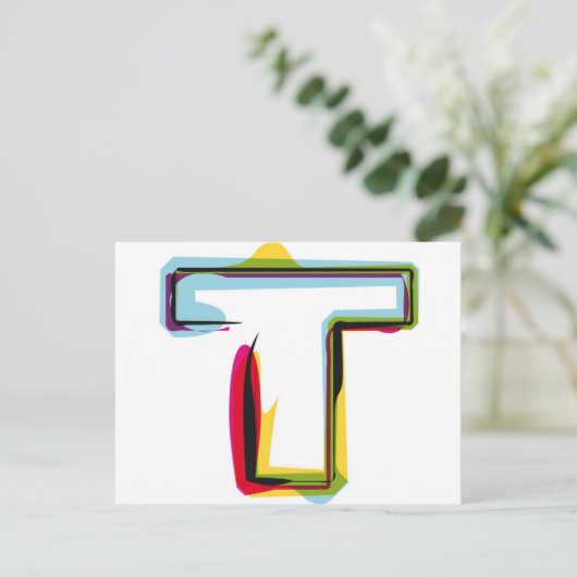 Abstracte en kleurrijke letter T Briefkaart (Staand voorkant)