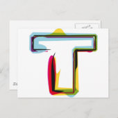 Abstracte en kleurrijke letter T Briefkaart (Voorkant / Achterkant)