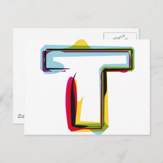 Abstracte en kleurrijke letter T Briefkaart (Voorkant / Achterkant)