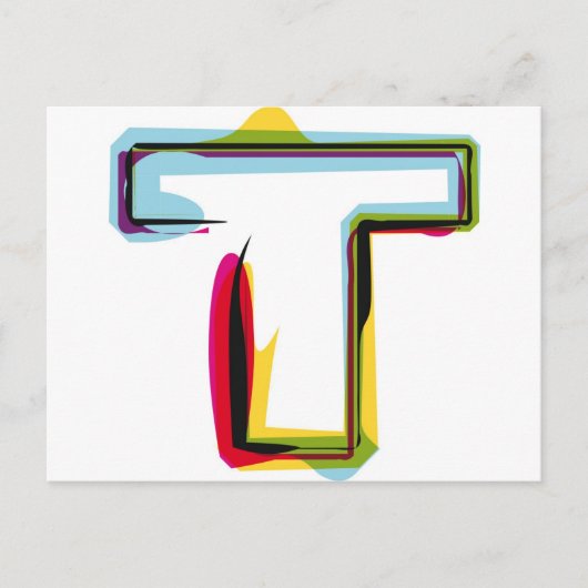 Abstracte en kleurrijke letter T Briefkaart (Voorkant)