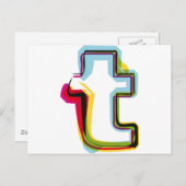 Abstracte en kleurrijke letter t briefkaart (Voorkant / Achterkant)
