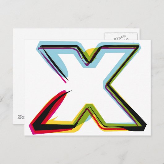 Abstracte en kleurrijke letter X Briefkaart (Voorkant / Achterkant)