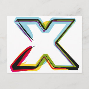 Abstracte en kleurrijke letter X Briefkaart