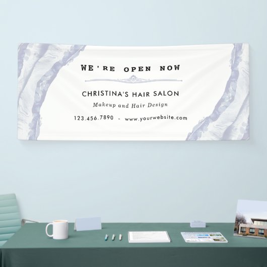 Abstracte en minimale blauwe Waterverf Spandoek (Beurs)