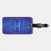 Abstracte en moderne blauw-moiré-effectgroep op ma bagagelabel (Achterkant horizontaal)