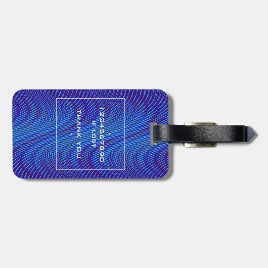 Abstracte en moderne blauw-moiré-effectgroep op ma bagagelabel (Achterkant horizontaal)
