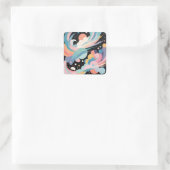 Abstracte en moderne kunst vierkante sticker (Tas)