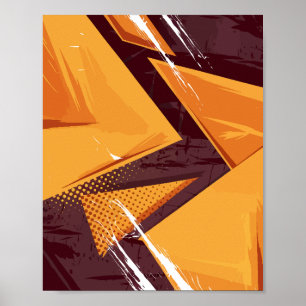Abstracte energie in Oranje driehoeken en donkerbr Poster