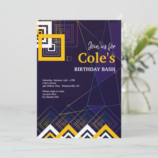 Abstracte energie-uitnodiging kaart (Staand voorkant)