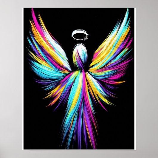 Abstracte engel in een regenboog van kleuren poster (Voorkant)
