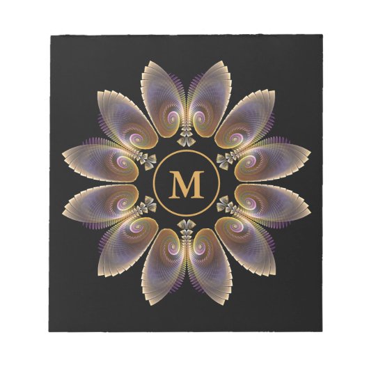 Abstracte engelenvleugels mandala fractale monogra notitieblok (Voorkant)