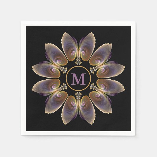 Abstracte engelenvleugels mandala fractale monogra servet (Voorkant)