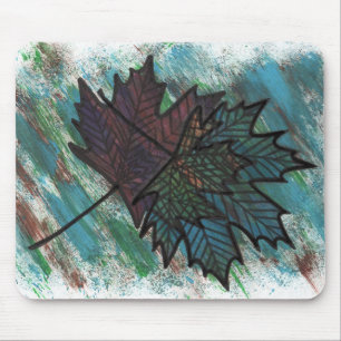 Abstracte esdoorngrens kunst botanische grafische muismat