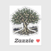 Abstracte esthetische falastin olijfboom kunstwerk sticker (Vel)