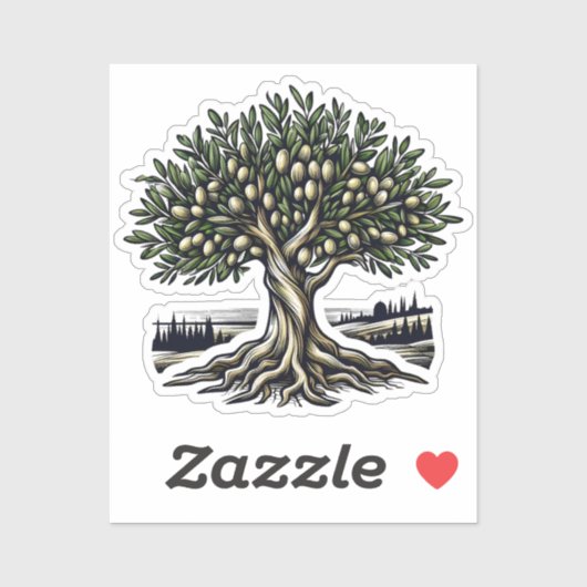 Abstracte esthetische falastin olijfboom kunstwerk sticker (Vel)