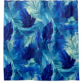 Abstracte esthetische waterverf blauw blauw blad douchegordijn (Voorkant)
