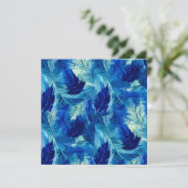 Abstracte esthetische waterverf blauw blauw blad feestdagenkaart (Staand voorkant)