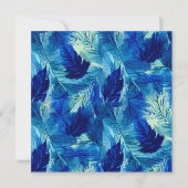 Abstracte esthetische waterverf blauw blauw blad feestdagenkaart (Voorkant)