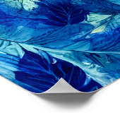 Abstracte esthetische waterverf blauw blauw blad poster (Hoek)