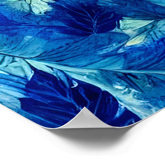 Abstracte esthetische waterverf blauw blauw blad poster (Hoek)