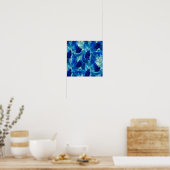 Abstracte esthetische waterverf blauw blauw blad poster (Keuken)