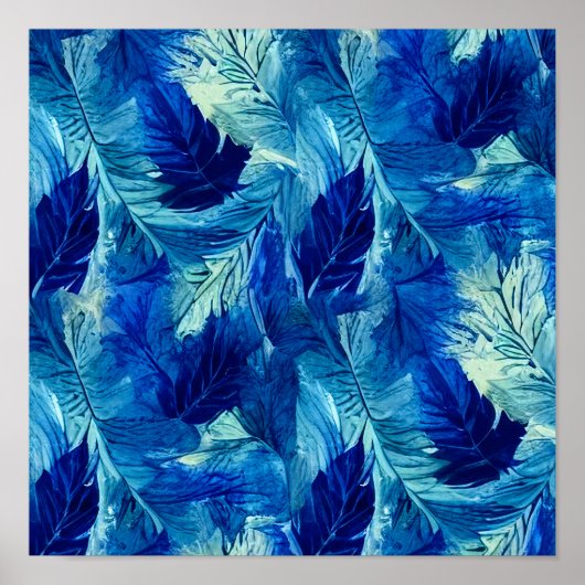 Abstracte esthetische waterverf blauw blauw blad poster (Voorkant)