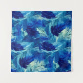 Abstracte esthetische waterverf blauw blauw blad wandkleed (Voorkant (horizontaal))