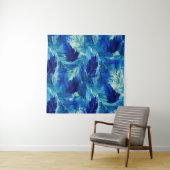 Abstracte esthetische waterverf blauw blauw blad wandkleed (In situ)