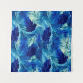 Abstracte esthetische waterverf blauw blauw blad wandkleed (Voorkant)