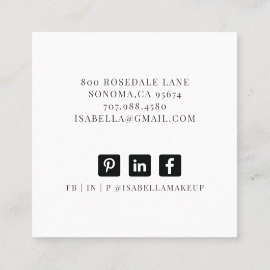 Abstracte Etheral Makeup Artist Vierkante Visitekaartje (Achterkant)