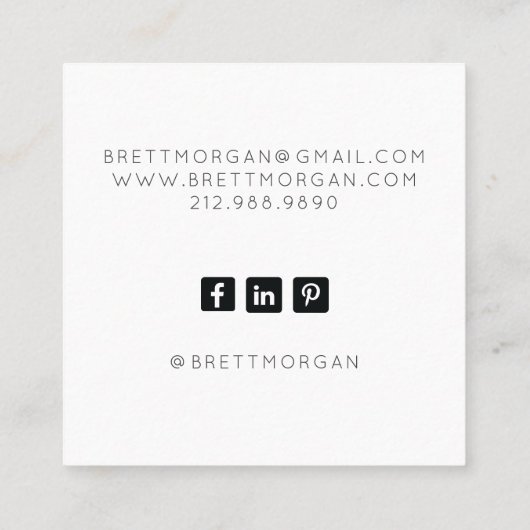 Abstracte etherale blauwe Waterverf Vierkante Visitekaartje (Achterkant)