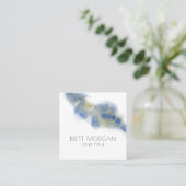 Abstracte etherale blauwe Waterverf Vierkante Visitekaartje (Staand voorkant)