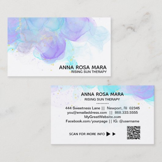 *~* Abstracte Etherale QR Logo AP46 Gold Glitter Visitekaartje (Voorkant / Achterkant)