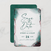 Abstracte Etherale Waterverf Emerald Wedding Save The Date (Voorkant / Achterkant)