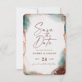 Abstracte etherale Waterverf Terra Cotta Wedding Save The Date (Voorkant)