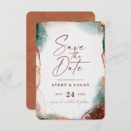 Abstracte etherale Waterverf Terra Cotta Wedding Save The Date
