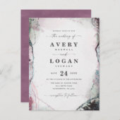 Abstracte etherische Lila Paarse bruiloft uitnodig Aankondigingskaart (Voorkant / Achterkant)