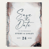 Abstracte etherische marine en Roos gouden trouwpl Planner (Voorkant)